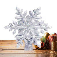 Cimier de sapin lumineux projecteur de flocons – cimier de sapin flocon argenté, vue de face
