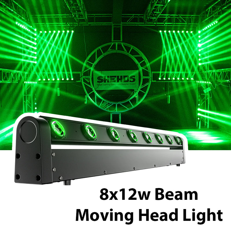 Barre LED à tête mobile 8 x 12 W RGBW, 107 cm, DMX 10 ou 38 canaux