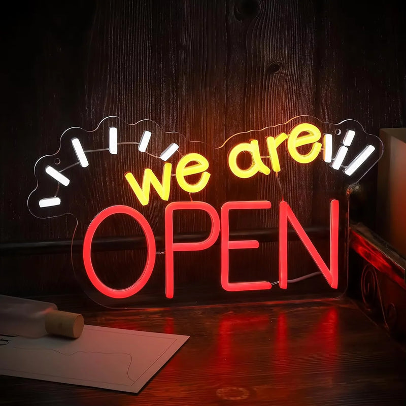 Panneau lumineux ouvert OPEN en néon LED, alimentation USB, 10 modèles