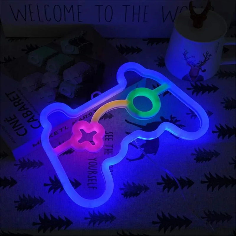 Néon LED manette de jeu gaming, USB, 24 x 16,5 cm