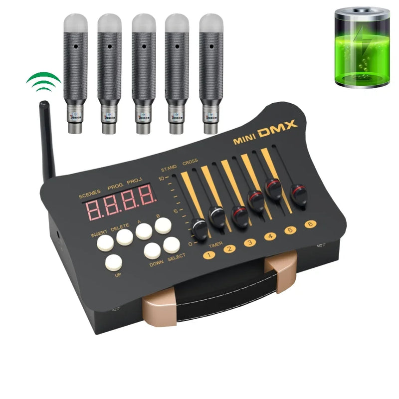Contrôleur DMX sans fil – console avec 5 récepteurs, vue de face