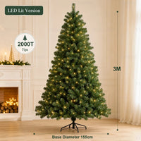 Sapin de Noël artificiel en PVC – sapin de 3 m avec guirlande LED USB