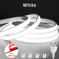 Bande LED COB 220 V – blanc froid avec prise européenne, adhésif et clips de fixation