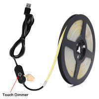 Ruban LED USB COB 5 mm – version USB avec variateur tactile