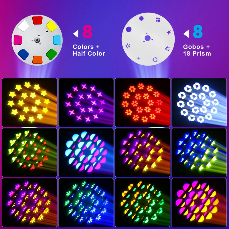 Lyre beam LED COB 80 W, 18 prismes, 7 gobos, DMX 12 canaux, à l'unité ou par lot