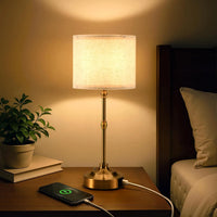 Lampe de table sans fil rechargeable, abat-jour tissu, 38 ou 40,5 cm