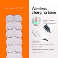 Lot de 12 bougies LED rechargeables multicolores ou ambre, base de charge
