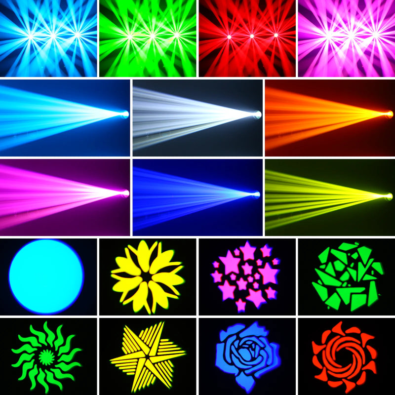 Mini lyre LED spot 60 W blanche à 7 gobos, 7 couleurs, télécommande, DMX 9 ou 11 canaux