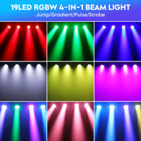 Lyre LED wash 19 x 15 W RGBW, zoom 10° à 55°, DMX 16 ou 24 canaux