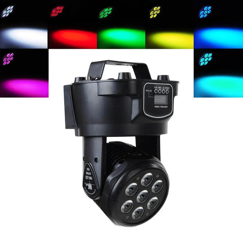 Lot de 2 mini lyres LED wash 7 x 12 W RGBW – lyre inclinée et couleurs de faisceaux