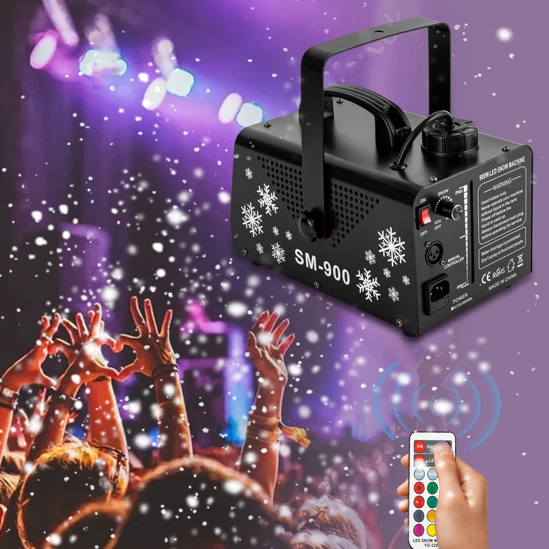 Machine à neige 900 W – neige colorée en concert, pilotée à la télécommande