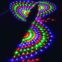 Guirlande paon – éventails LED en arcs rouge, vert, bleu et blanc