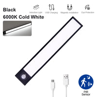 Lampe LED ultra-fine à détecteur – lampe noire, lumière blanc froid 6000 K, câble USB et capteur PIR