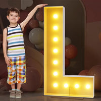 Lettre lumineuse géante 120 cm en carton mousse, 10 ampoules LED blanc chaud