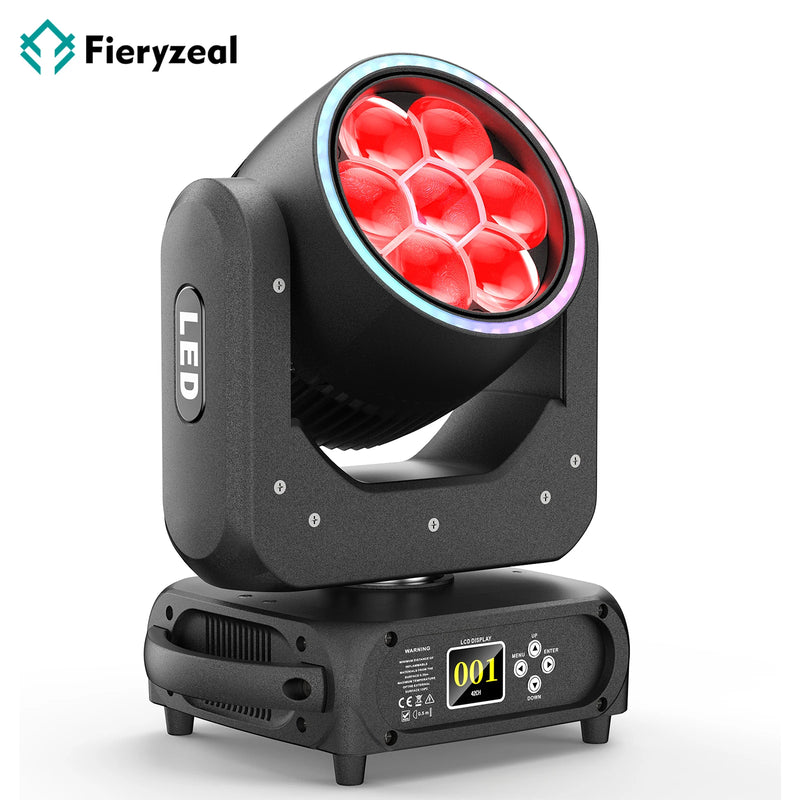Lyre LED zoom 300 W – vue de la lyre avec LED RGBW et halo lumineux