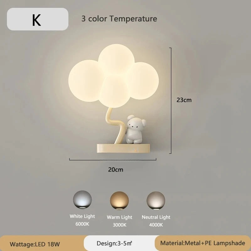 Applique murale nuage LED 18 W pour chambre d'enfant, cœur ou couronne