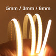 Ruban LED COB blanc chaud, neutre ou froid, 5 V, 12 V ou 24 V, 0,5 à 5 m