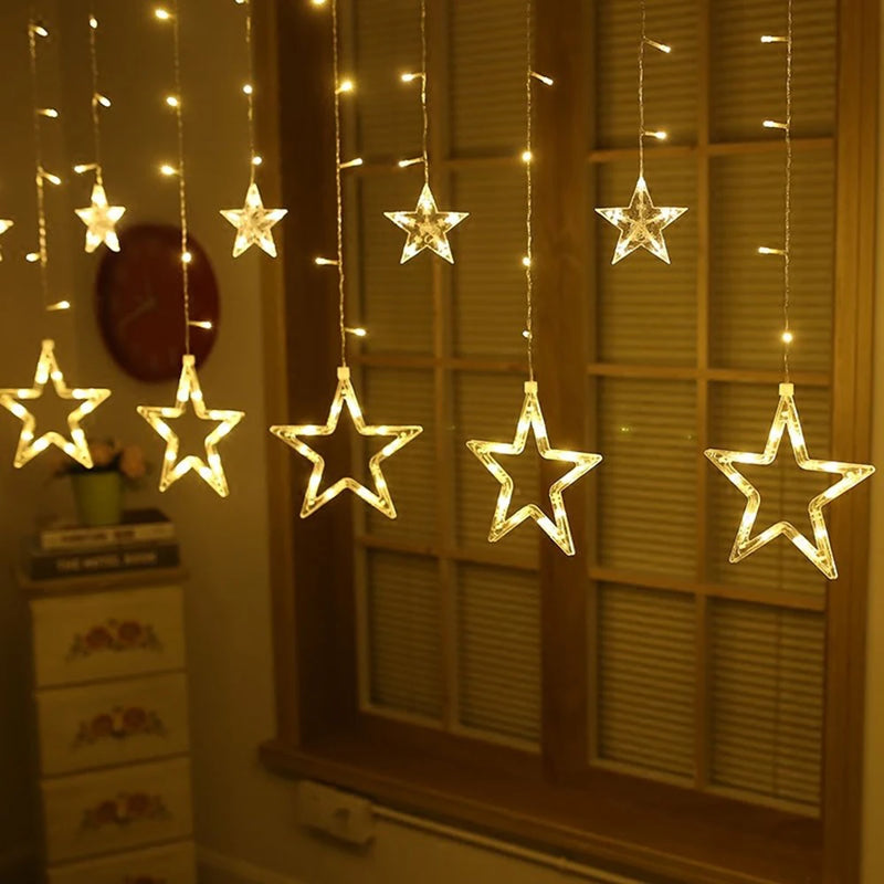 Rideau lumineux étoiles pour fenêtre de Noël, 3,5 m, 138 LED