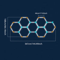 Plafonnier LED nid d'abeille – format de 7 hexagones de 367 x 168 cm