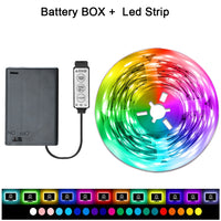 Ruban LED RGB à piles – boîtier à piles, contrôleur et rouleau allumé