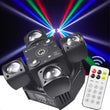 Mini lyre LED 4 bras RGBW, laser rouge et vert, DMX et télécommande