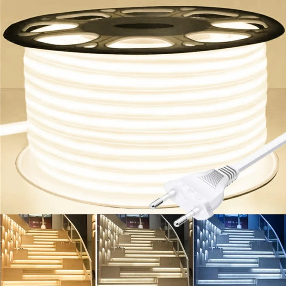 Ruban LED extérieur COB 220 V IP65 à lentille, 0,5 à 30 m