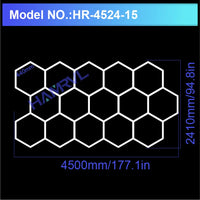 Plafonnier hexagonal LED – modèle de 15 hexagones, 450 x 241 cm