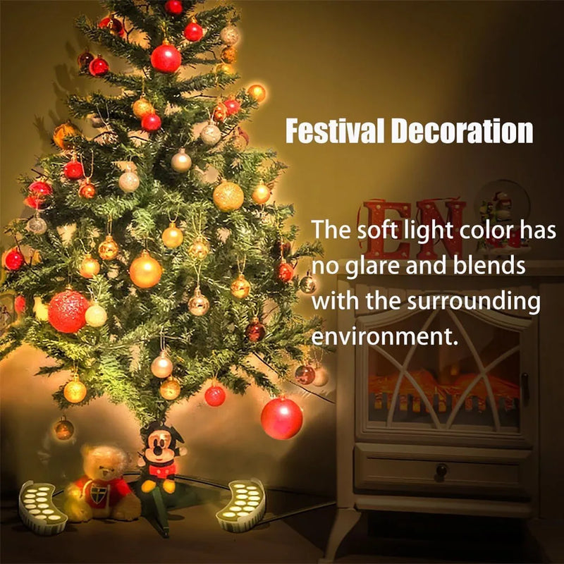Spot arbre extérieur LED – anneau lumineux sous un sapin de Noël décoré