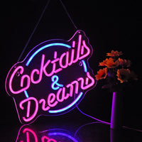 Néon bar LED cocktails, 5 modèles de 40 cm, USB