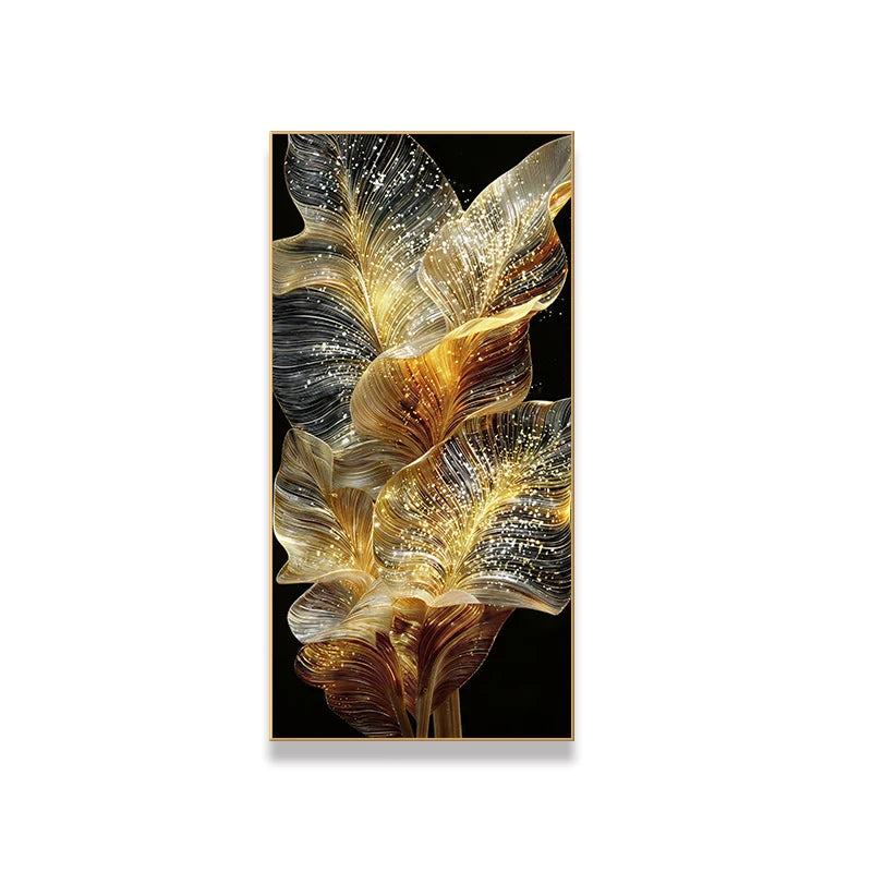 Tableau lumineux feuilles dorées – vue 10