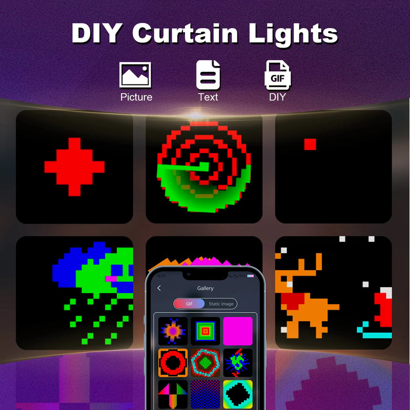 Rideau lumineux 400 LED – motifs DIY, deuxième vue
