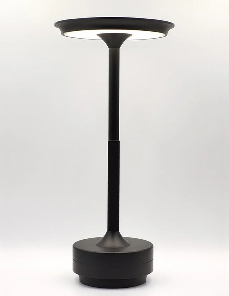 Lampe de table sans fil à disque – version noire vue de face