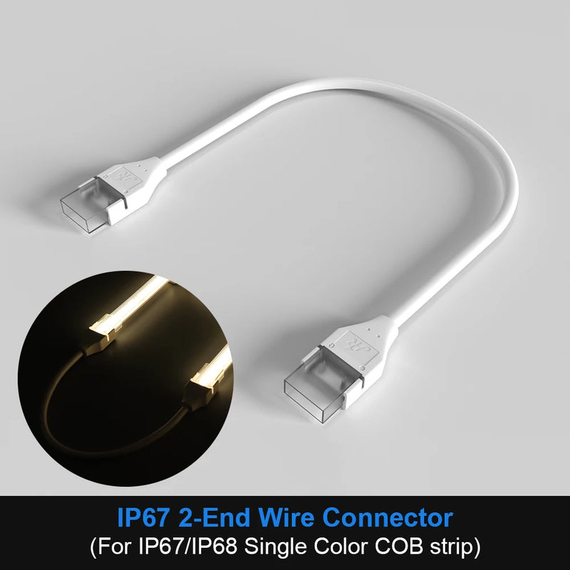 Connecteur bande LED COB IP67 – connecteur avec câble aux deux extrémités