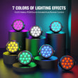 Lot de 8 mini PAR LED RGB sans fil rechargeables, mode sonore et télécommande