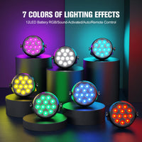 Lot de 8 mini PAR LED RGB sans fil rechargeables, mode sonore et télécommande