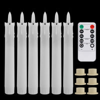 Bougies LED coniques – 6 bougies blanches à coulures avec télécommande et 6 bases