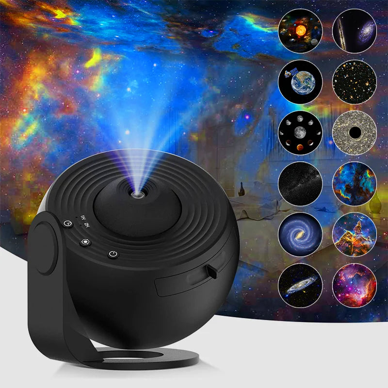 Projecteur ciel étoilé galaxie 12 scènes, rotation 360° et minuterie