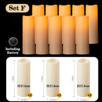 Bougies colonnes LED flamme vacillante, piles incluses, lot de 9 à 120