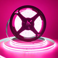 Ruban LED COB 220 V – rouleau allumé en rose
