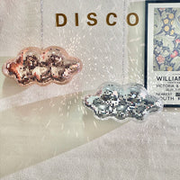 Boule à facettes déco en nuage – nuages rose gold et argenté suspendus avec leur chaîne