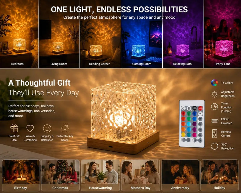 Lampe cube à ondulations d'eau – vue 14
