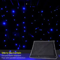 Rideau ciel étoilé bleu et blanc – vue des étoiles et de la toile pliée