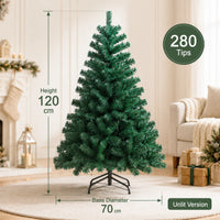 Sapin de Noël artificiel en PVC vert, avec ou sans guirlande LED USB, 1,2 à 3 m