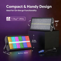 Stroboscope LED RGB 200 W – dimensions et poids du panneau