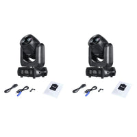 Lot de 2 mini lyres LED beam et spot 150 W – les deux lyres avec leurs câbles et leurs notices