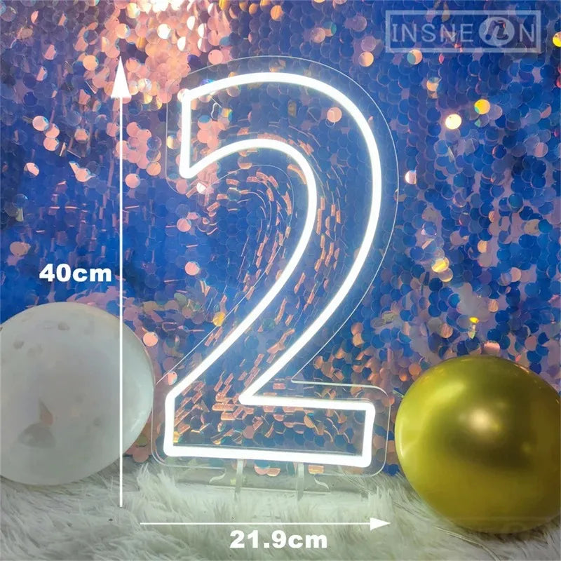 Néon LED chiffre d'anniversaire 40 cm, USB avec interrupteur