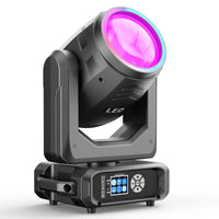 Lyre beam LED 200 W à anneau RGB, zoom 2° à 5°, 14 gobos