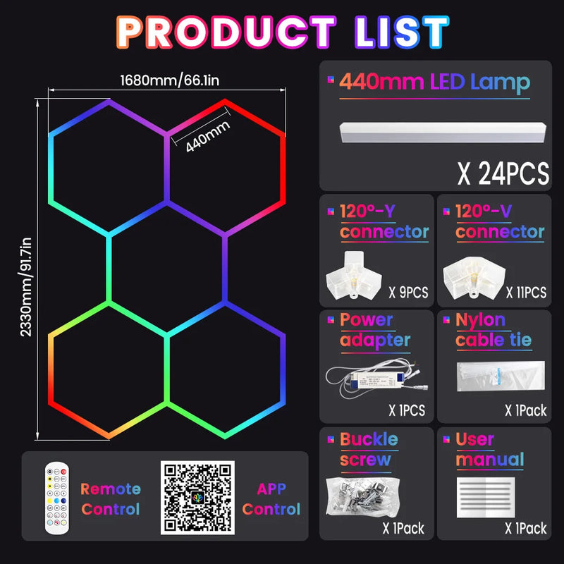 Barres LED hexagonales RGB – vue 20