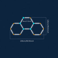 Plafonnier LED nid d'abeille – format de 3 hexagones de 230 x 126 cm