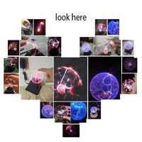 Lampe plasma boule magique tactile – collage de photos de personnes touchant la boule plasma